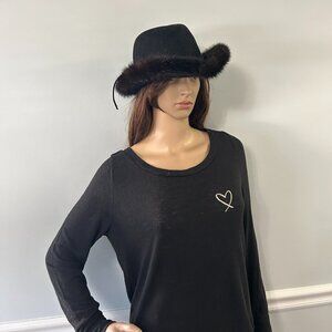 Vintage Western Style Black Hat W/Fur Trim Geo W. Bollman & Co-Mr. John Jr